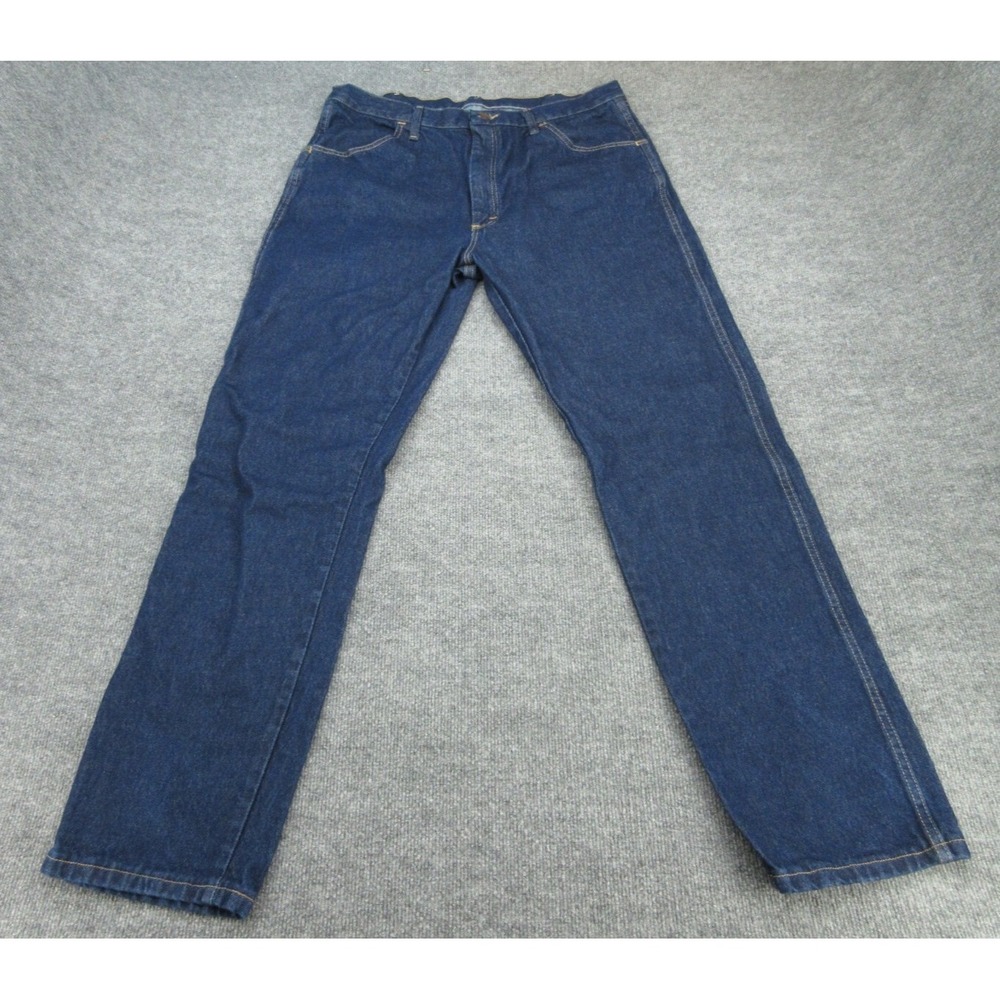 Rustler Mens Jeans Regular Fit Indigo Blue Cotton Straight Leg 38x34